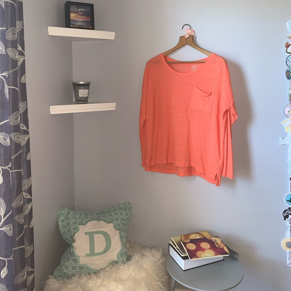 Peach long sleeve pocket tee!!